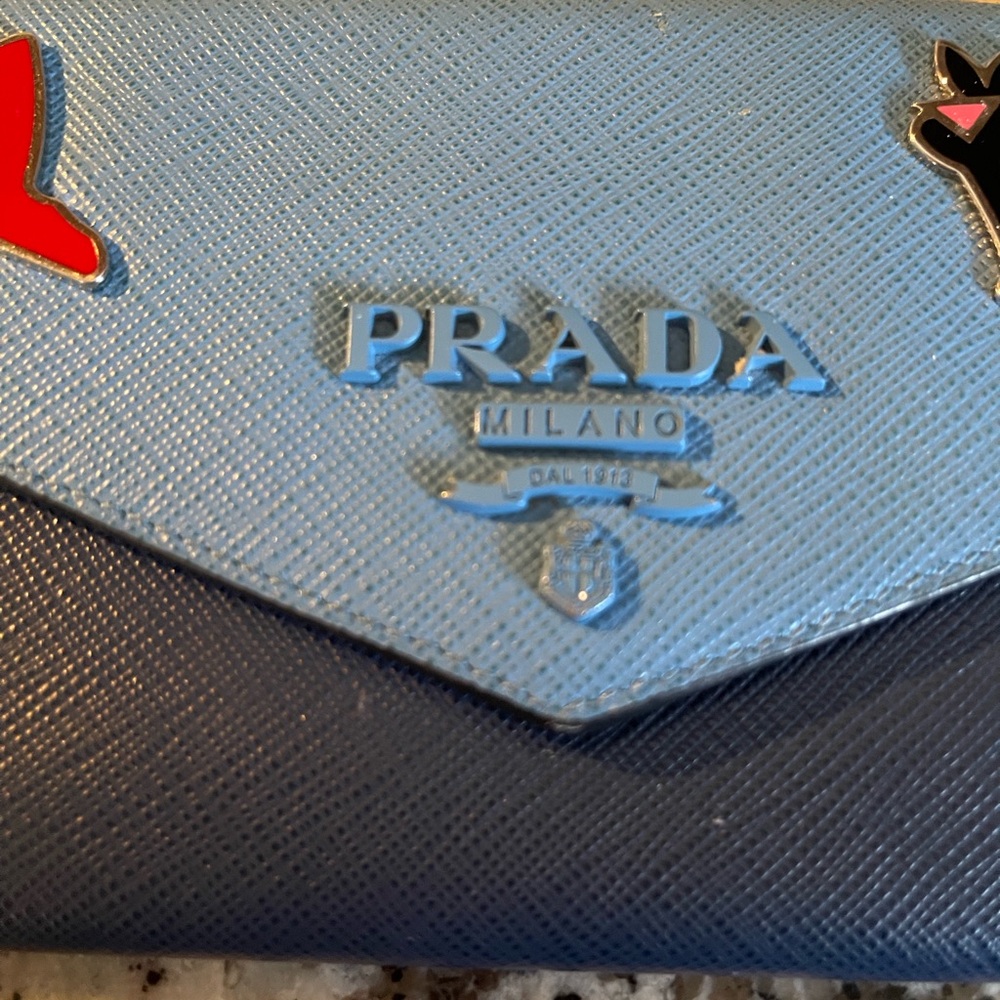 Prada Blue Wallet with Fun Patches - Picture 5 of 9